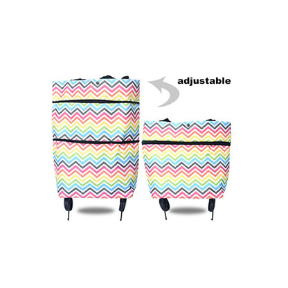 2 in 1 Foldable Shopping Cart with Wheels Premium Oxford Fabric Multifunction Shopping Bag Organizer High Capacity SimplyOnlineShopping