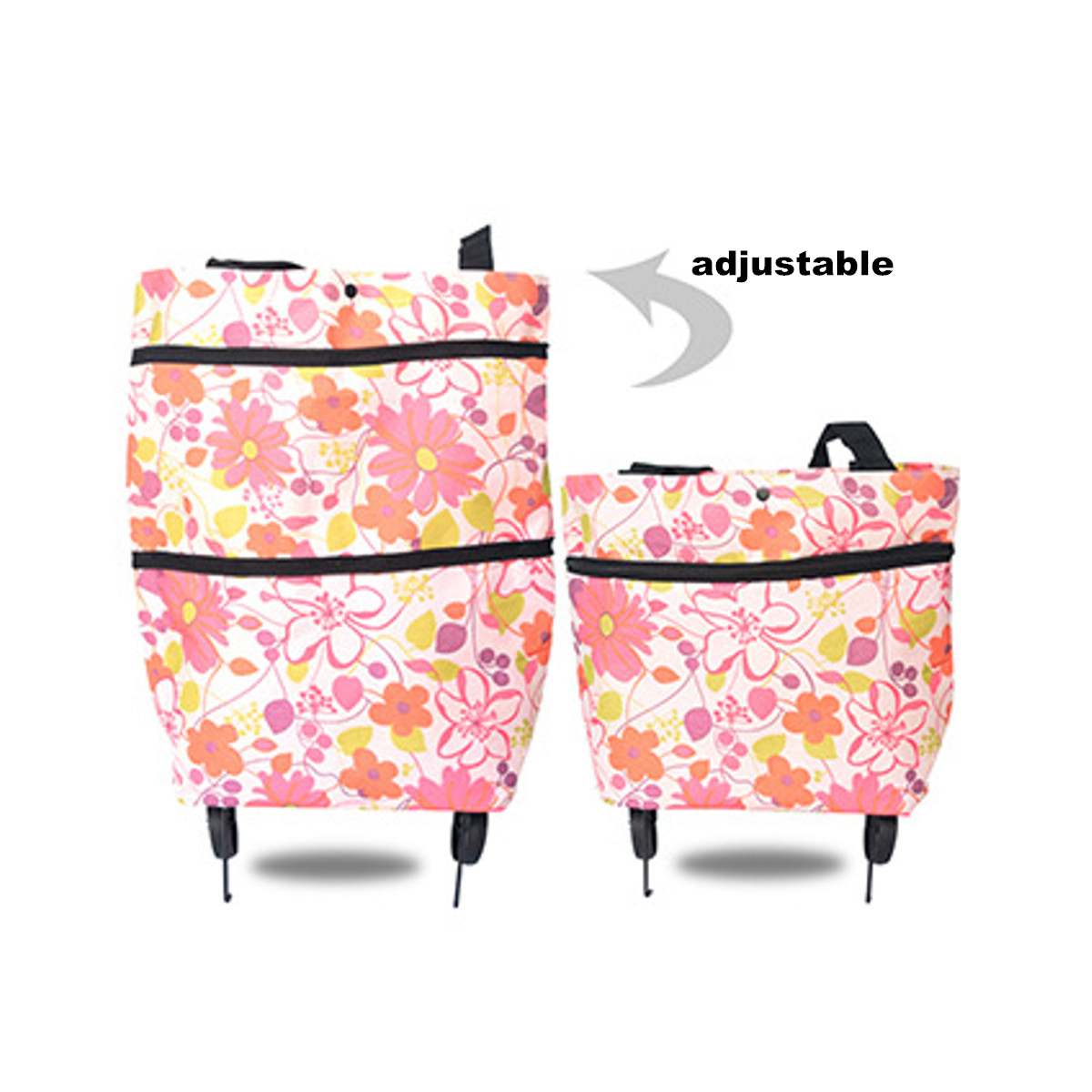 2 in 1 Foldable Shopping Cart with Wheels Premium Oxford Fabric Multifunction Shopping Bag Organizer High Capacity SimplyOnlineShopping