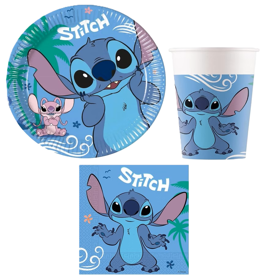 Stitch - 52-teiliges Party Geschirrset mit großen Tellern