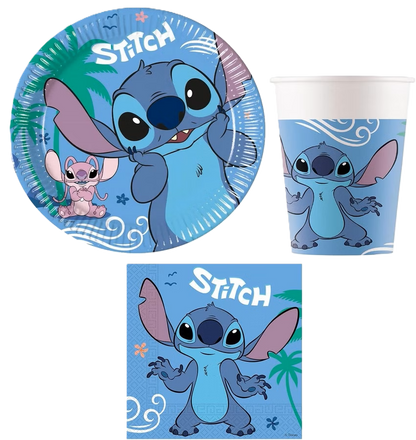 Stitch - 52-teiliges Party Geschirrset mit großen Tellern
