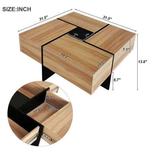 Einzigartiger Couchtisch mit 4 versteckten Staufächern – quadratisch & funktional SimplyOnlineShopping