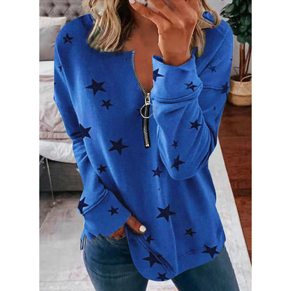 Star Print Long Sleeve Pullover Women's Sweatshirt SimplyOnlineShopping