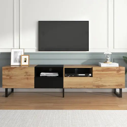 Modernes TV‑Lowboard Schwarz/Holz – 190×38×48 cm SimplyOnlineShopping