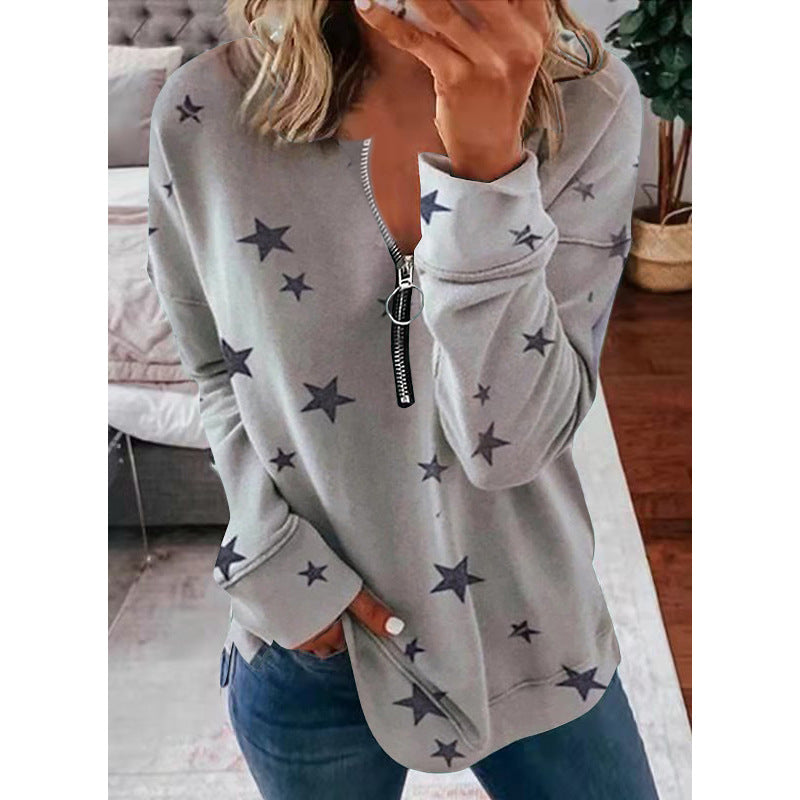 Star Print Long Sleeve Pullover Women's Sweatshirt SimplyOnlineShopping