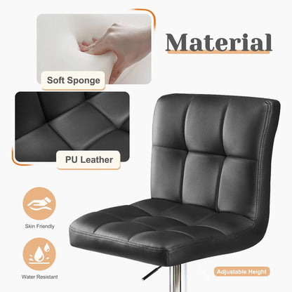 Bar Stools Set Of 4, Counter Height Barstools,Square Seat Cushion Barstool With Back, Height Adjustable PU Leather Swivel Barstool ,White SimplyOnlineShopping