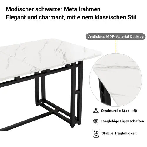 Metal Frame Rectangular Dining Table Modern Kitchen Table SimplyOnlineShopping