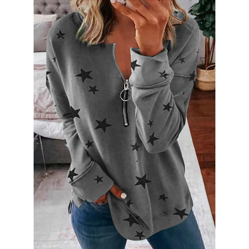 Star Print Long Sleeve Pullover Women's Sweatshirt SimplyOnlineShopping