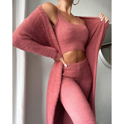 Cozy Pajama Set, 3 Piece Lounge Set, Cute Loungewear, Warm Suit Sets, Matching Set, Lounge Set, 3 Piece Pant Sets, Women Winter Dress SimplyOnlineShopping